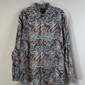 Cremieux Men's Multicolor Paisley Button Down Cotton Shirt Size XXL